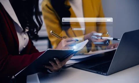 Ai technology, Artificial Intelligence. Man using technology smart robot AI.. Stock Photos