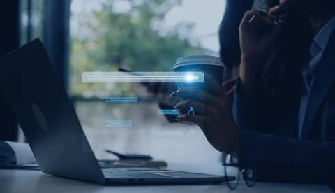 Ai technology, Artificial Intelligence. Man using technology smart robot AI.. Stock Photos