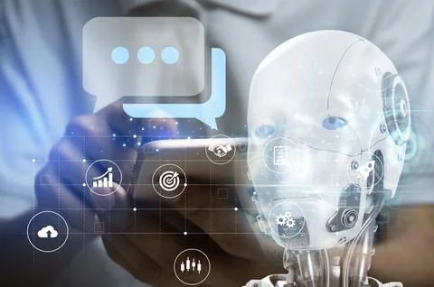 Ai technology, Artificial Intelligence. man using technology smart robot AI.. Foto stock