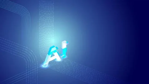 AI Technology Background with Binary Code Flows Stock Illustration