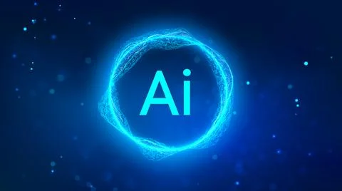 Ai technology background blue. Artificial intelligence Futuristic background Stock Illustration