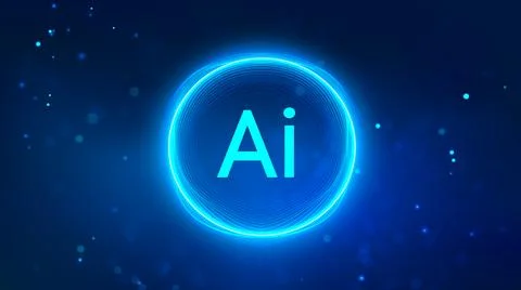 Ai technology background blue. Artificial intelligence Futuristic background Stock Illustration