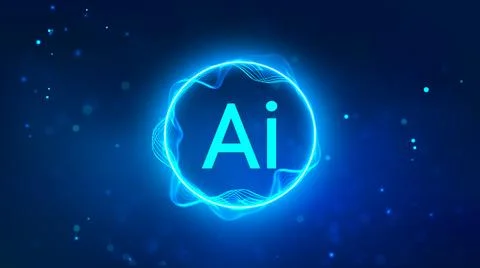 Ai technology background blue. Artificial intelligence Futuristic background Stock Illustration