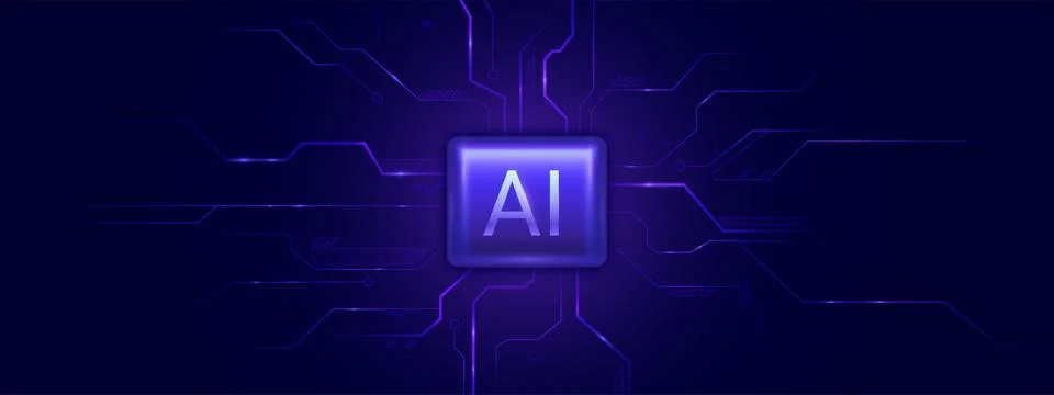 AI technology background with circuit pattern Stock Illustration