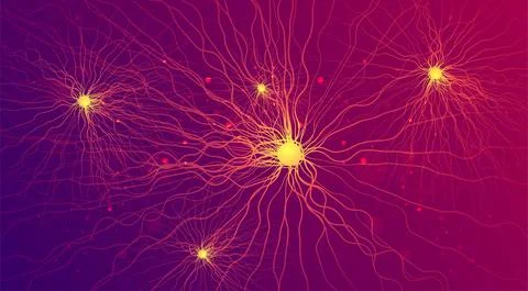 AI technology. Big data. Neurons connecting. Futuristic artificial intelligence Illustrazione stock