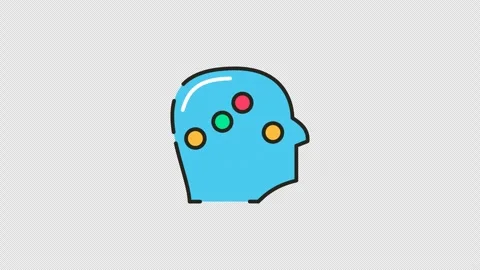 Ai technology blue head shaped icon with colorful wires represents advanced.. Stock Footage 314392527