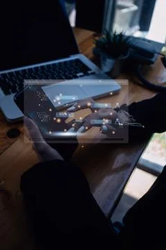 Ai Technology, Chat with AI, Artificial Intelligence. Man using technology .. Stock Photos