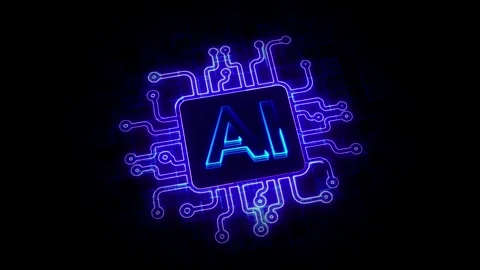 AI technology on a circuit board. AI computer processor on circuit board. s.. Stock-Footage 293486145