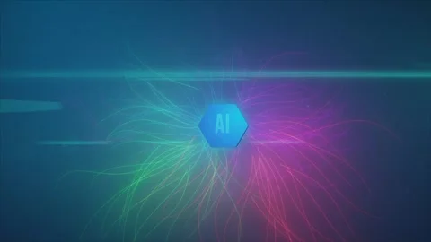 AI Technology circuit wave Line connection Binary. 3D rendering animation 4k Stock Footage 281843490