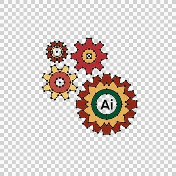 AI technology cogs are spinning, transparent background PNG 库存插图