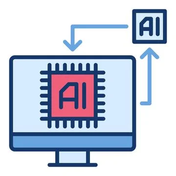 AI Technology on Computer Display vector colored icon or design element Illustrazione stock
