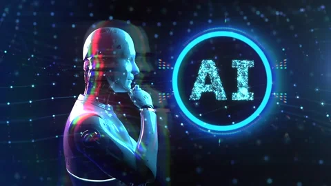 Ai technology concept with 3d rendering robot with ai brain 4k footage Stock Footage 312546463