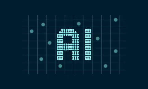 AI technology concept with digital dot matrix design, Artificial intelligence Stock Illustration
