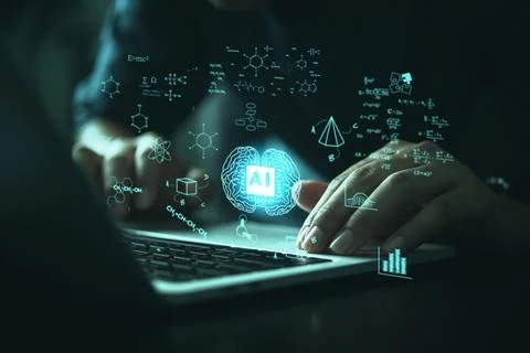 AI technology concept with machine learning, artificial intelligence, data .. Stock Photos