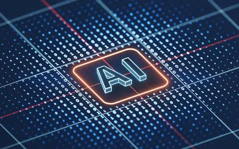 AI technology, the concept of science and technology, 3 rendering. Illustrazione stock