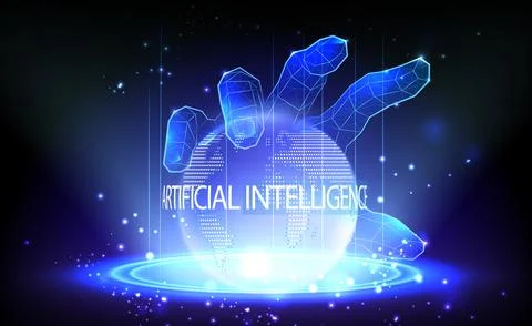 AI technology concept virtual digital hand control manipulate the whole wor.. Stock Illustration