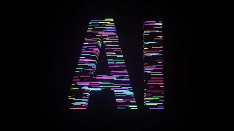 AI technology conception, animation of 3D AI letters shape with dynamic surface Stock Footage 290008668