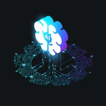 AI technology connects to digital network concept - modern minimal isometri.. Stock Illustration