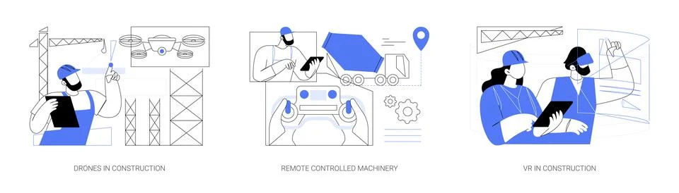 AI technology in construction abstract concept vector illustrations. Ilustración de archivo