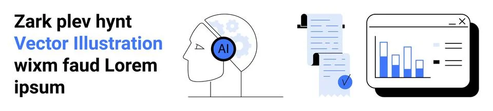 AI Technology, Data Analysis, and Dashboard Metrics in Modern Digital Solutio Stock Illustration