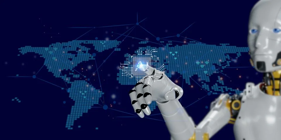 AI technology digital network communication online world wild no matter whe.. Stock Illustration