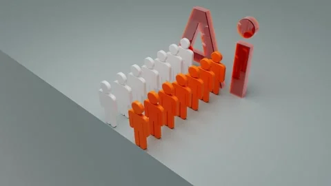 AI Technology Displacing Human Workforce Into Uncertain Future Stock Footage 324685362