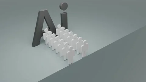 AI Technology Displacing Human Workforce Into Uncertain Future Stock Footage 324685365