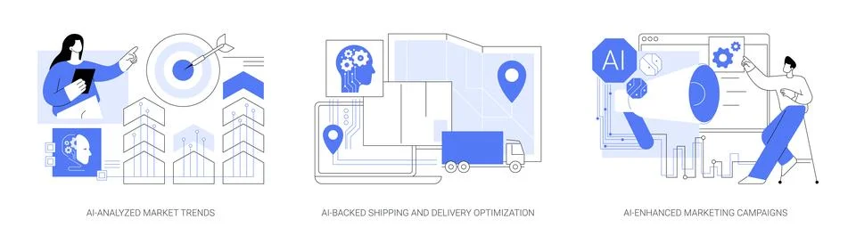 AI Technology in E-commerce abstract concept vector illustrations. Stock Illustration