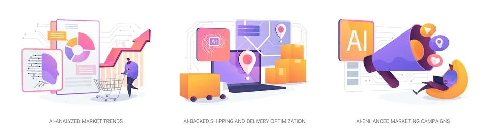 AI Technology in E-commerce abstract concept vector illustrations. Stock Illustration