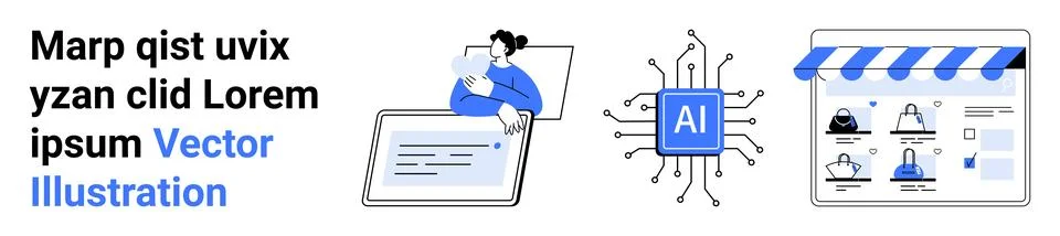 AI Technology in E-commerce and Customer Service Applications and Future Tren Stock Illustration