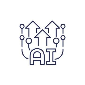 AI technology evolution line icon Stock Illustration