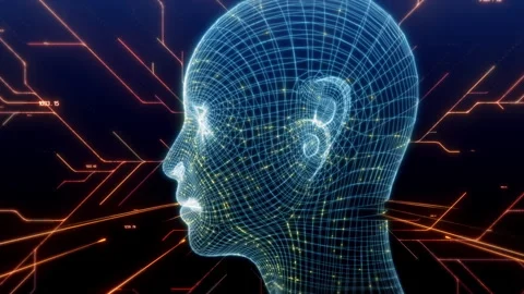 AI Technology Glowing Grid Motion Stock Footage 310305156