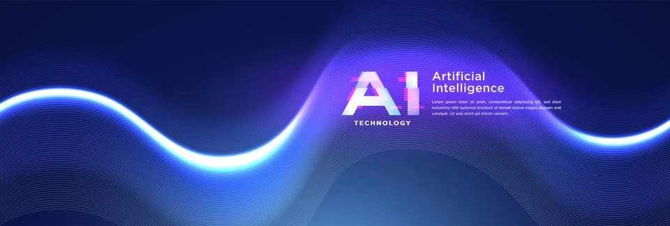 AI Technology Glowing Wave Background Stock Illustration