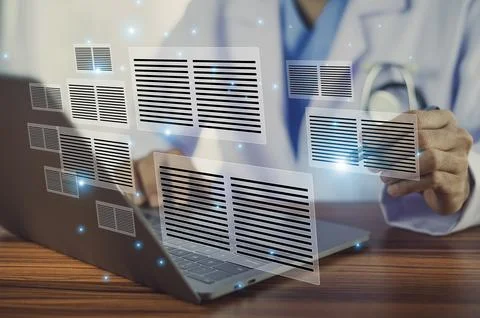 AI technology helps doctors analyze and manage medical documents efficientl.. 스톡 사진
