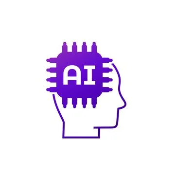 AI technology icon, Artificial Intelligence vector Stock Illustration