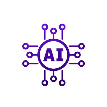 AI technology icon, Artificial intelligence, vector Stock Illustration