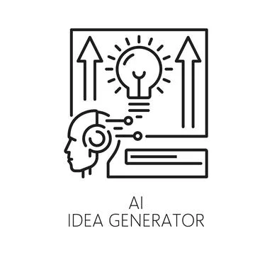AI technology icon of idea generator chatbot tool Illustrazione stock
