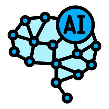 Ai technology icon outline . Network machine Illustrazione stock