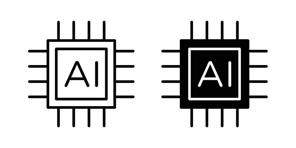 Ai Technology icon vectors. Illustrations in black Stock Illustration