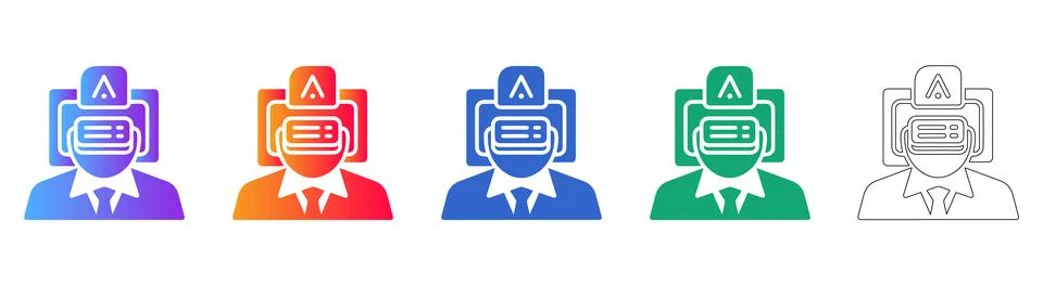 AI Technology Icons for Artificial Intelligence Concepts Stock Illustration