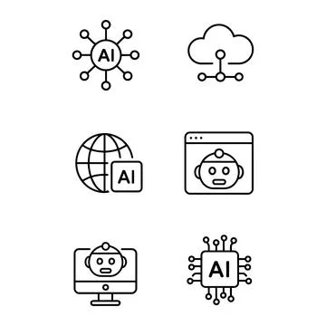 AI Technology Icons Set Stock Illustration