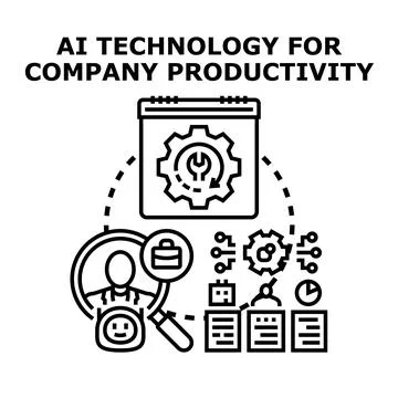 Ai technology improving company productivity and business processes Illustrazione stock