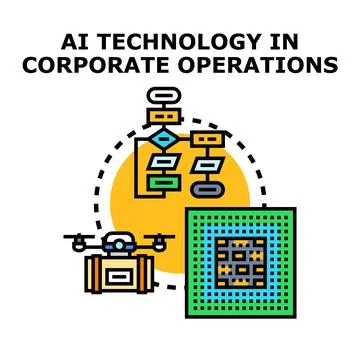 Ai technology improving corporate operations processes and efficiency Stock-Illustration