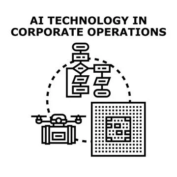 Ai technology improving corporate operations processes and efficiency Stock-Illustration
