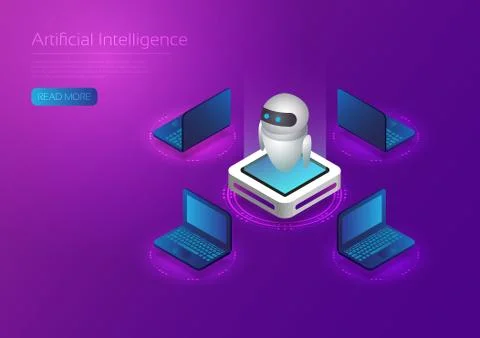 Ai technology isometric 스톡 일러스트