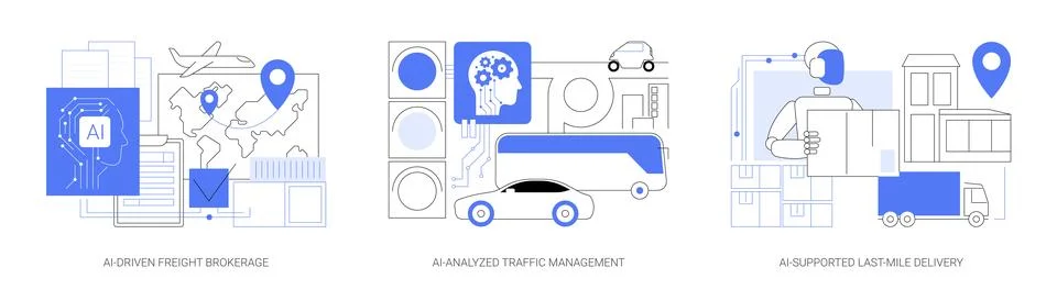 AI Technology in Logistics abstract concept vector illustrations. Illustrazione stock