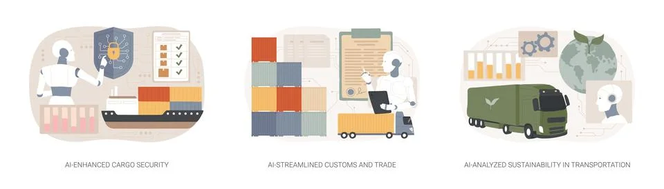 AI Technology in Logistics abstract concept vector illustrations. Stock Illustration
