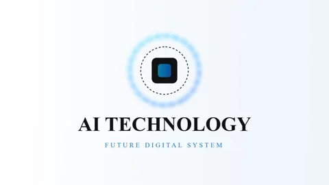 AI Technology Logo Animation with Glowing Blue Microchip Processor Vídeos de archivo 334744780