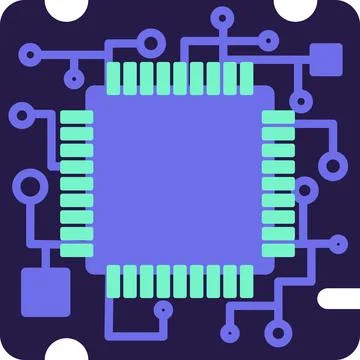 AI Technology Microchip Circuit Blue Turquoise Sticker 스톡 일러스트
