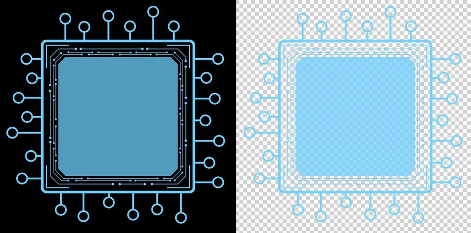 AI Technology Microchip CPU Processor Core Icon Clean Interface Element Isolated Stock Illustration